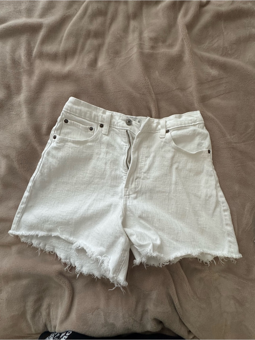 Women's High-Rise White Denim Shorts